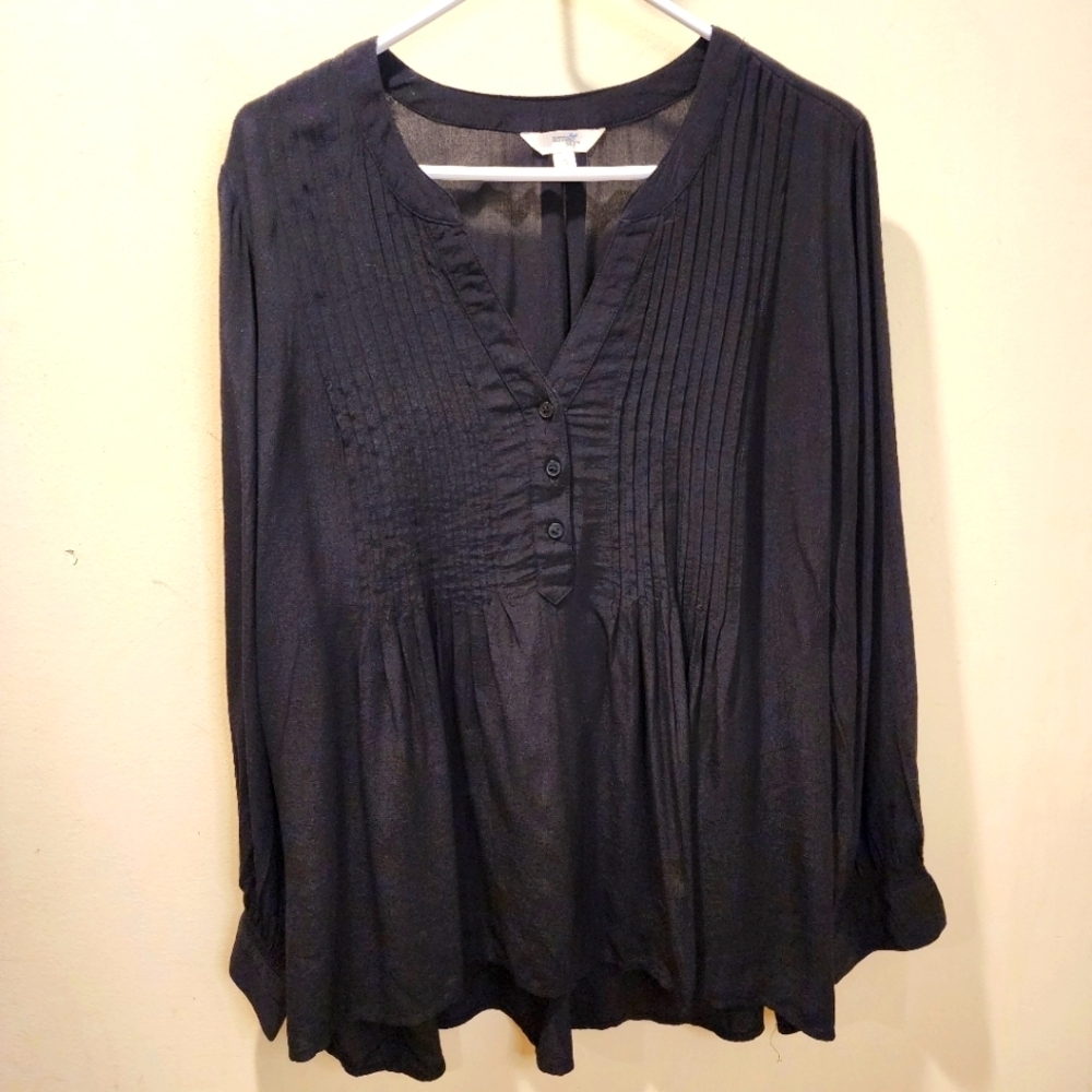 TERRA & SKY Women's black Plus size Long Sleeves Blouse size 1X